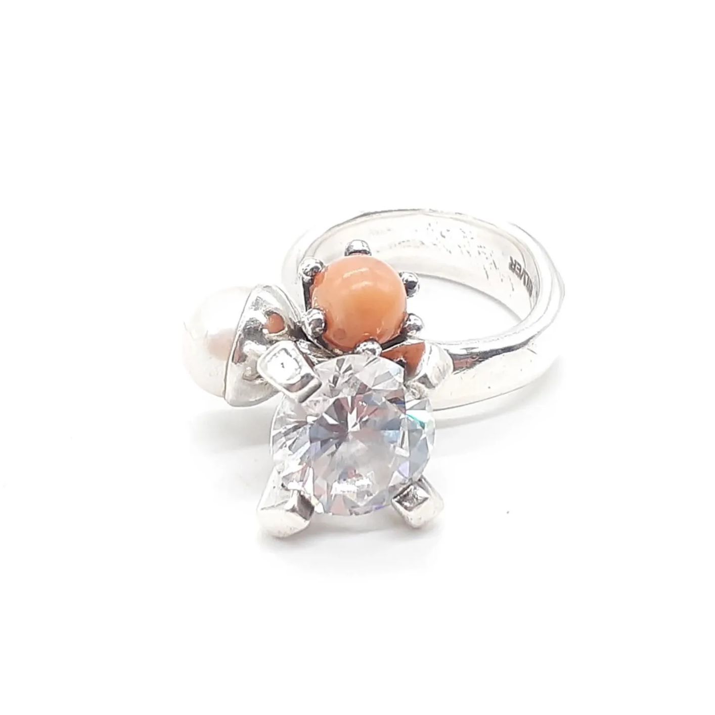 e.m. イーエム silver リング パール コーラル 珊瑚 シルバー em irondelle イロンデール プレートリング e.m. イーエム silver