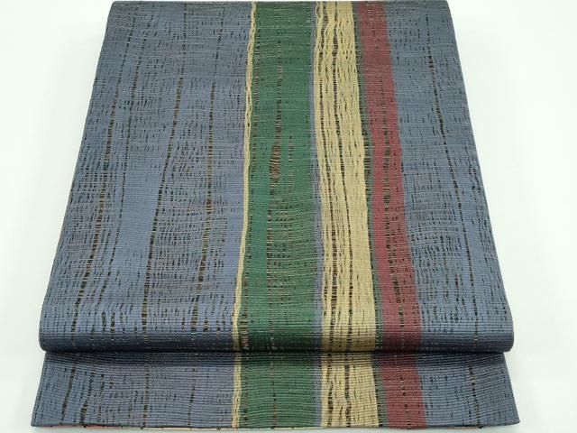 平和屋着物 上 本場筑前博多織 草木染 手織工房 染匠 小森久 両面 全通柄袋帯 間道 ♥ CZAA3888s5