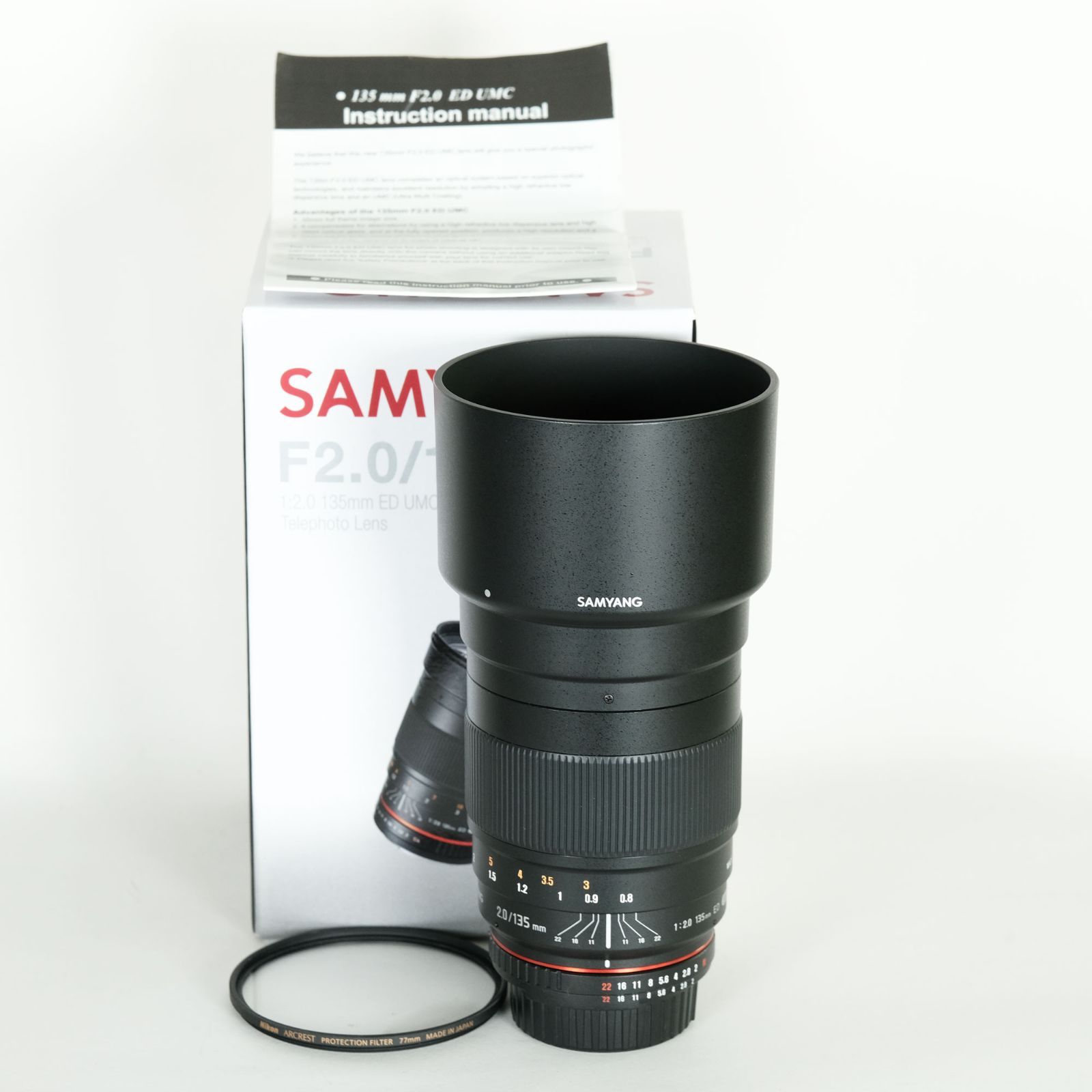 ｜ARCRESTフィルター付 SAMYANG 135mm F2.0 ニコンF用 CPU付 ニコンFマウント