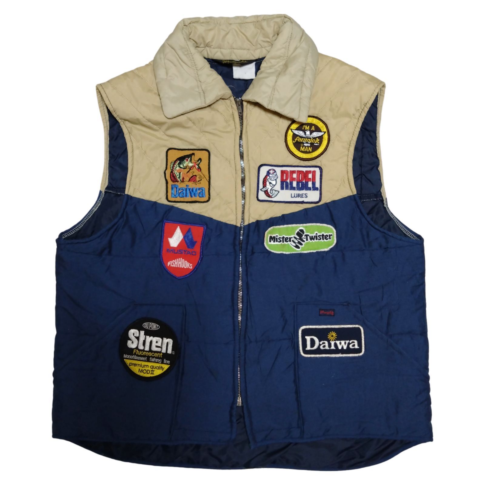 70s Wrangler ヴィンテージ ラングラー 中綿入りダウンベスト XXL ネイビー 古着