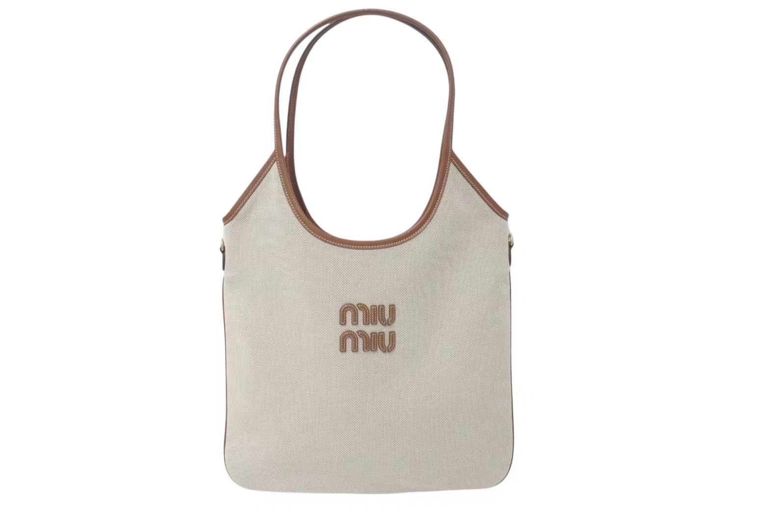 MIU MIU 透明トートバッグ MIU MIU ロゴトートバッグ ホワイト MIU MIU