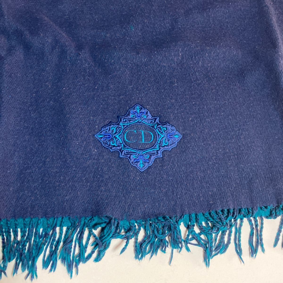 Christian Dior ☆ ウール ブランケット ネイビー グリーン 大判 135