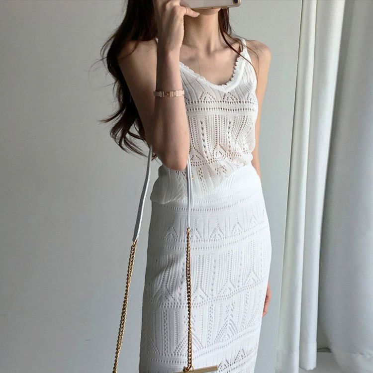 セットアップ クロシェ キャミソール スカート【0916】