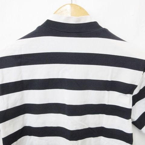 【美品】パーリーゲイツ＊ロゴ&ボーダー モックネック 半袖シャツ 白×紺 ゴルフ パーリーゲイツ PEARLY GATES シャツ ゴルフ スポーツウェア