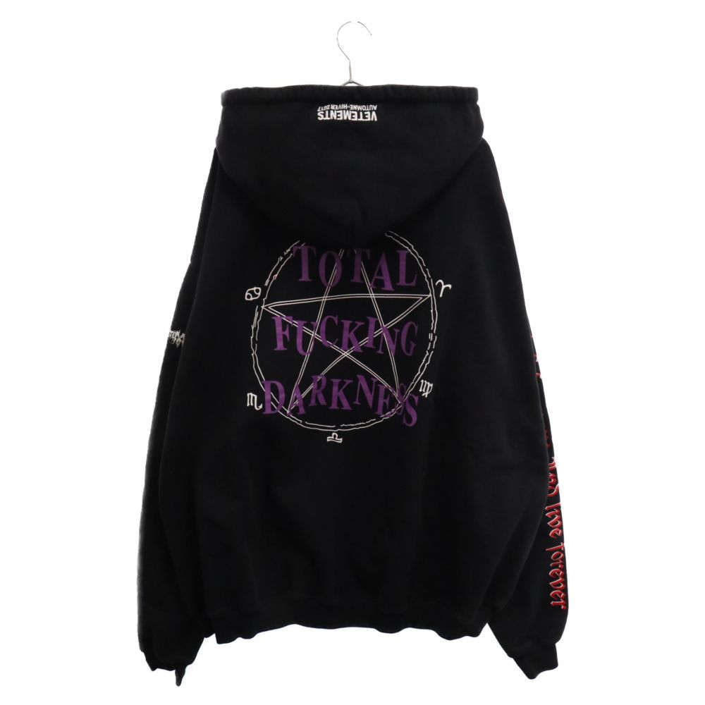 VETEMENTS ヴェトモン 16AW Total Fucking Darkness Hoodie MH17TP17 トータルファッキンダークネスフーディ プルオーバーパーカー TFD プリント ブラック