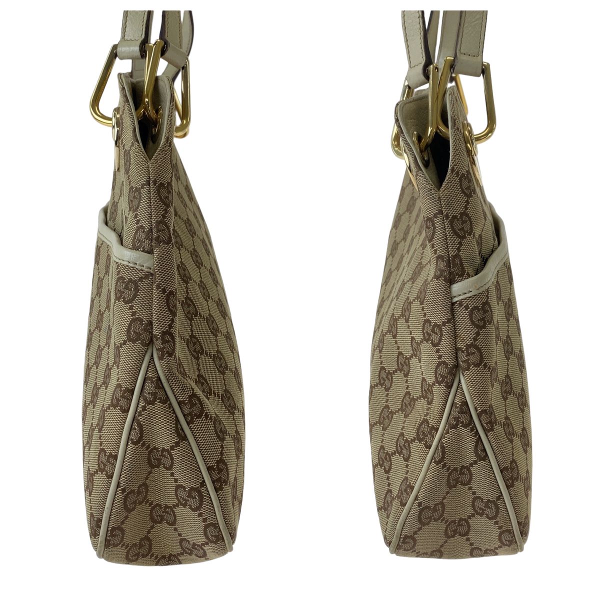 美品 GUCCI グッチ ベージュ ブラウン アイボリー ゴールド金具 GG 