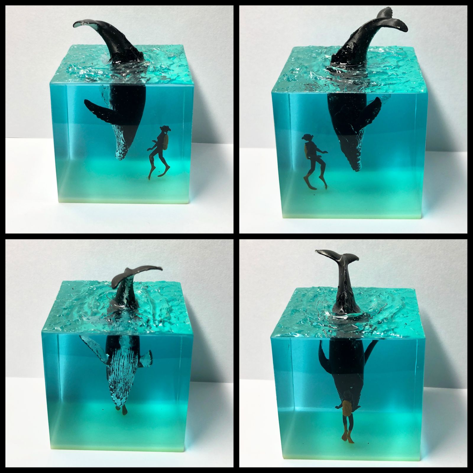 クジラとダイバーの出会い】オブジェ レジン作品 ハンドメイド 手作り 海レジン イルカ ダイバー アート 蓄光 夜光 - メルカリ