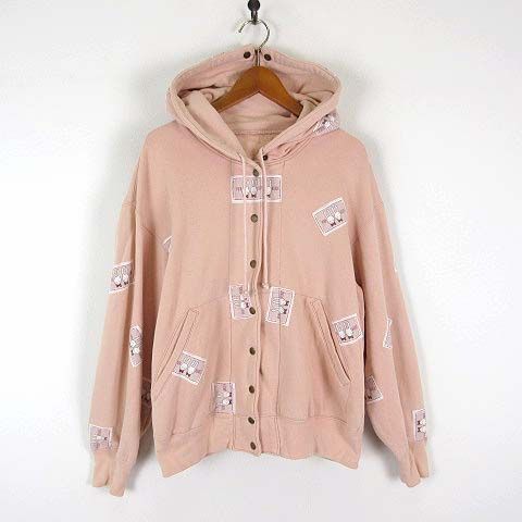 PINK HOUSE ウサギ刺繍 フード付きパーカー