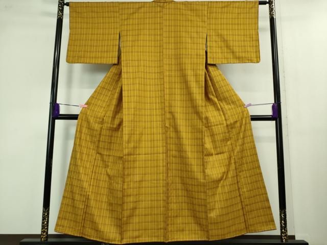 平和屋本店 本場黄八丈 綾織 菱綾 紬 格子 ♥ DZAB1317kh5