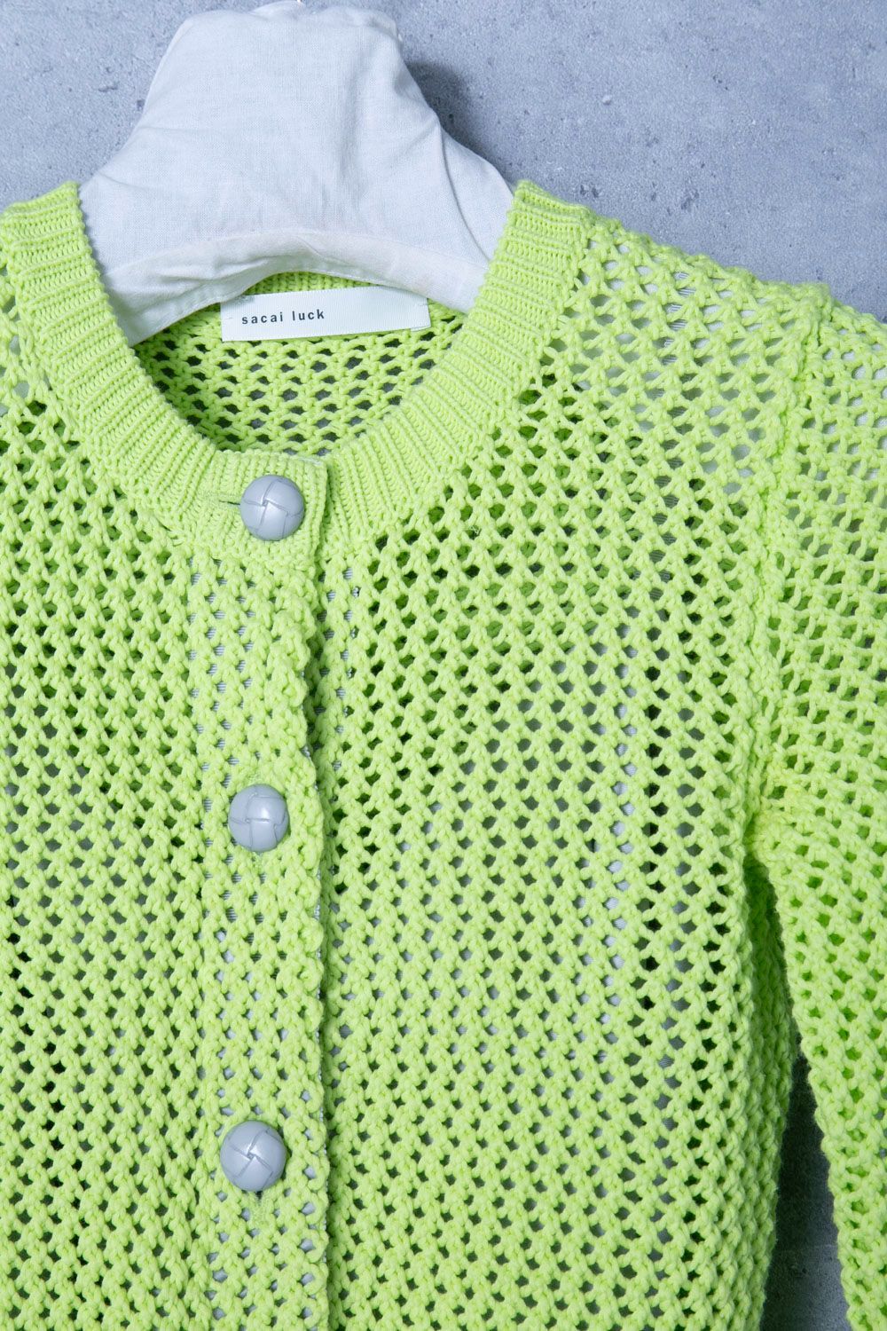 sacaiカーディガン sacai luck サカイラック レイヤードレースカーディガン - メルカリ