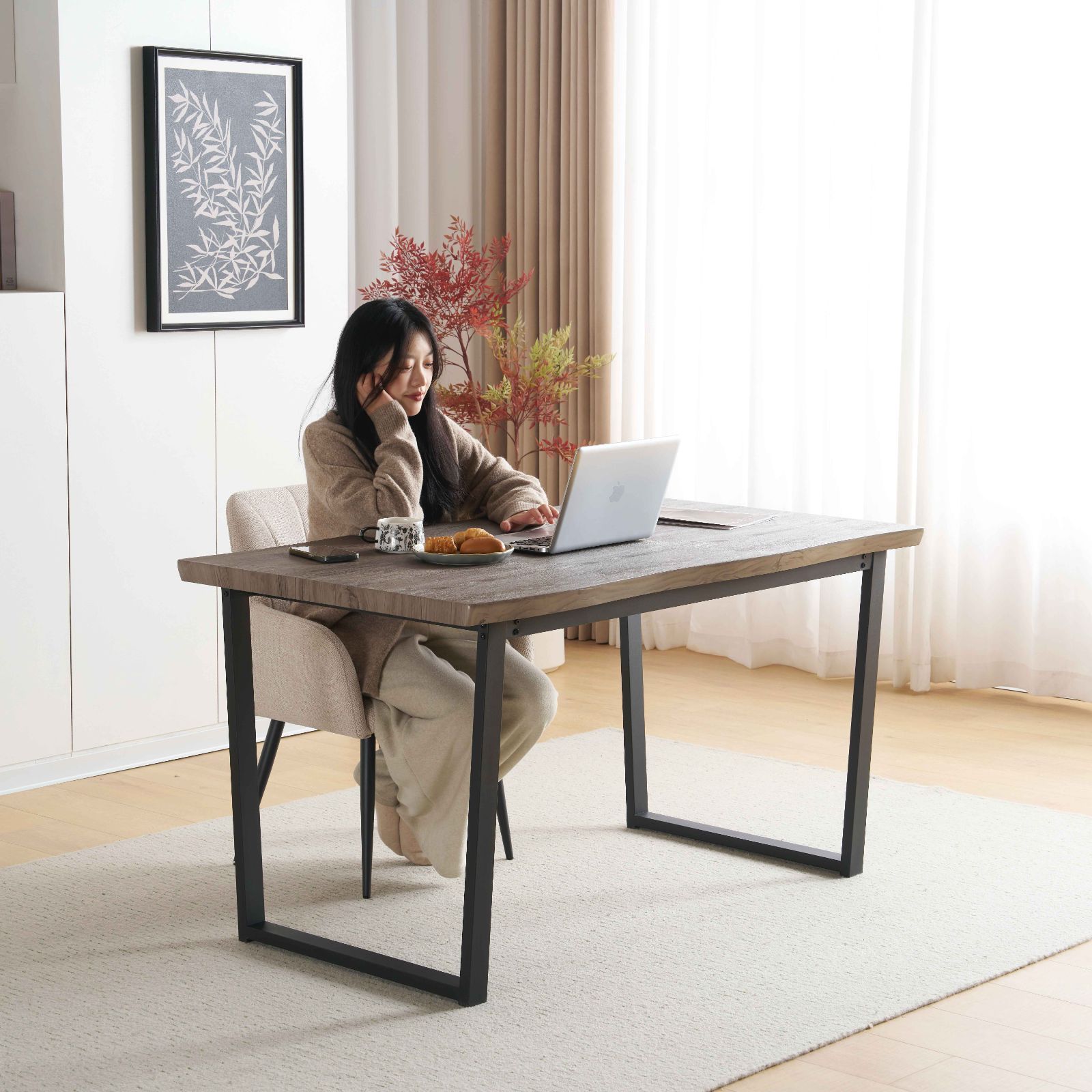 LOWYA 天然木ダイニングテーブル ワークデスク 幅140cm LOWYA