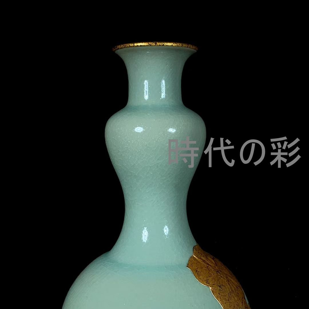 中国古美術 旧蔵 宋汝窯 包口 金彩 花卉文 葫蘆瓶 古陶磁器 花瓶 書斎飾り 中国古玩 唐物 古賞物 時代物 R07092307 IMPECCABLEHEALTHCARESERVICES_COM