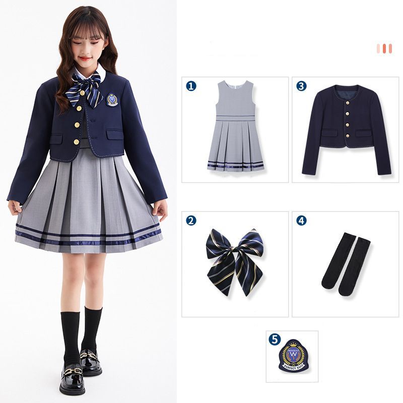 5点セット 子供スーツ 学生服 フォーマル ブレザー キッズ 女の子 発表会 入学式 入園式  七五三 結婚式 卒園式 卒業式100 110 120 130 140 150cm