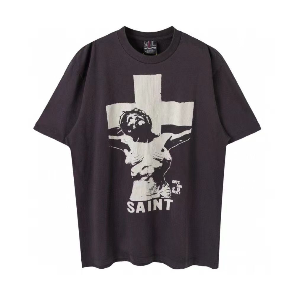 大人気◆セント マイケルSaint Michael◆キリスト プリント ヴィンテージ加工 Tシャツユニセックス