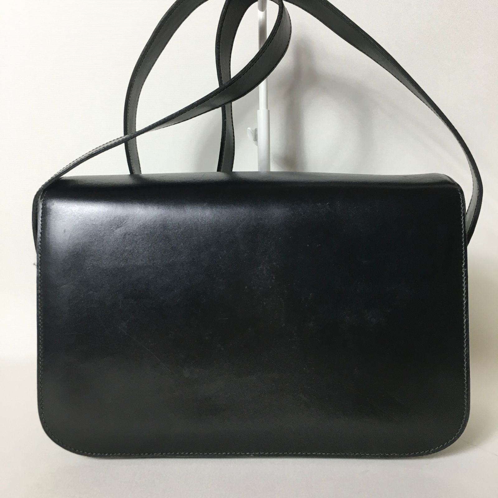 2507-187｜セリーヌ ショルダーバッグ レザー ブラック 馬車金具 2507-187｜セリーヌ ショルダーバッグ レザー ブラック 馬車金具