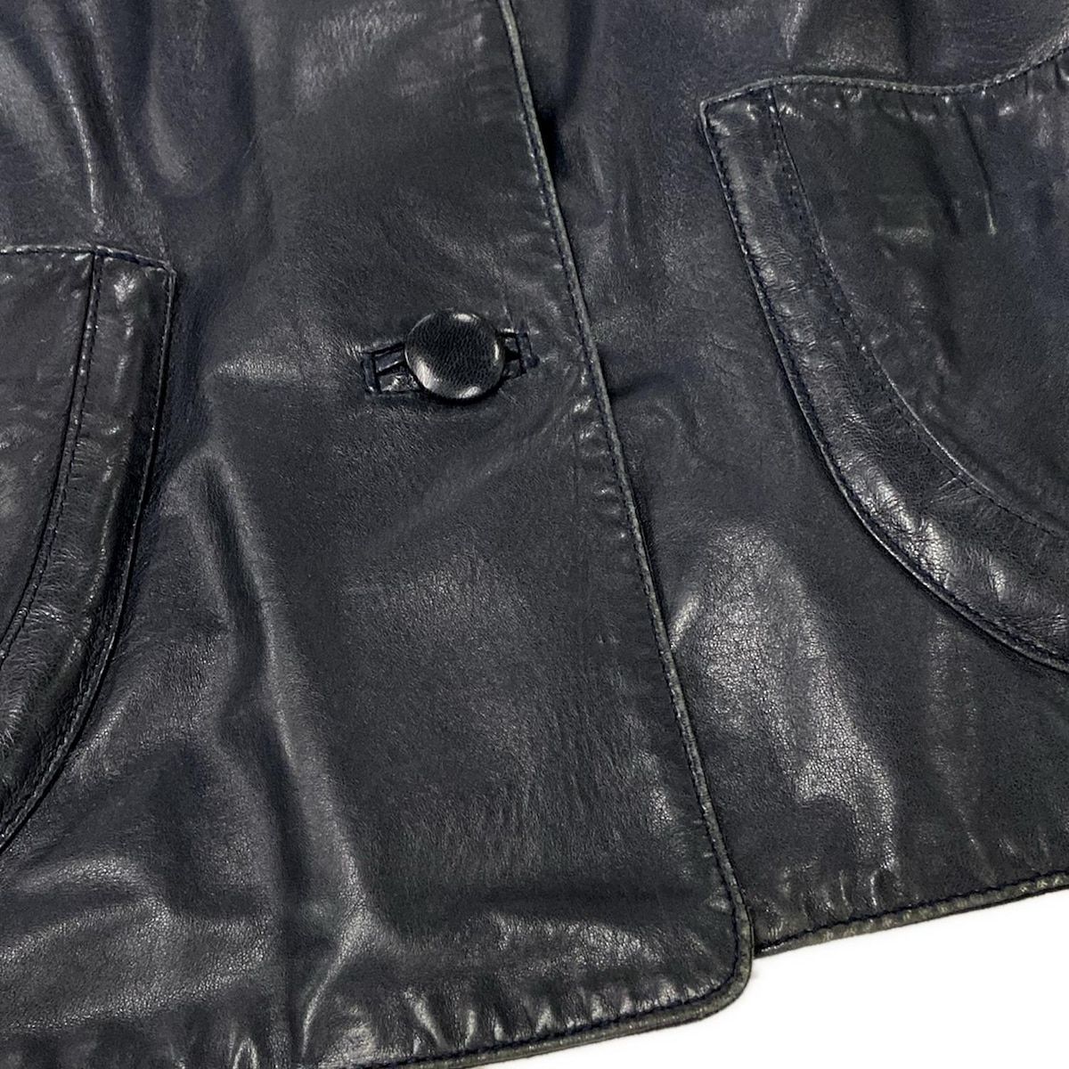 BALLY 花柄 レザージャケット サイズ4 ネックボタン Aライン ブラック 洗える／防シワ】4ボタンダブルジャケット【XS～6L
