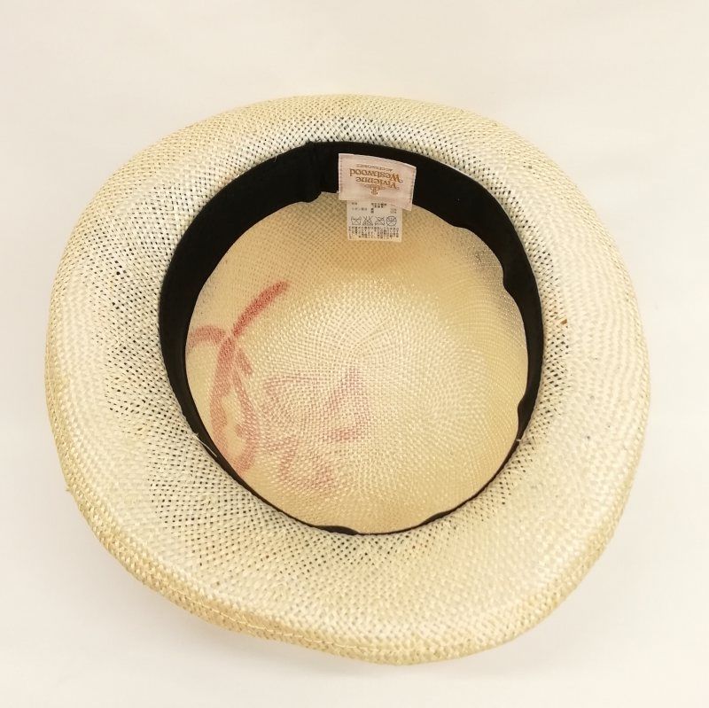 【美品】ヴィヴィアンウエストウッド　ストローハット　オーブ　リボン ヴィヴィアンウエストウッド Vivienne Westwood オーブ リボン