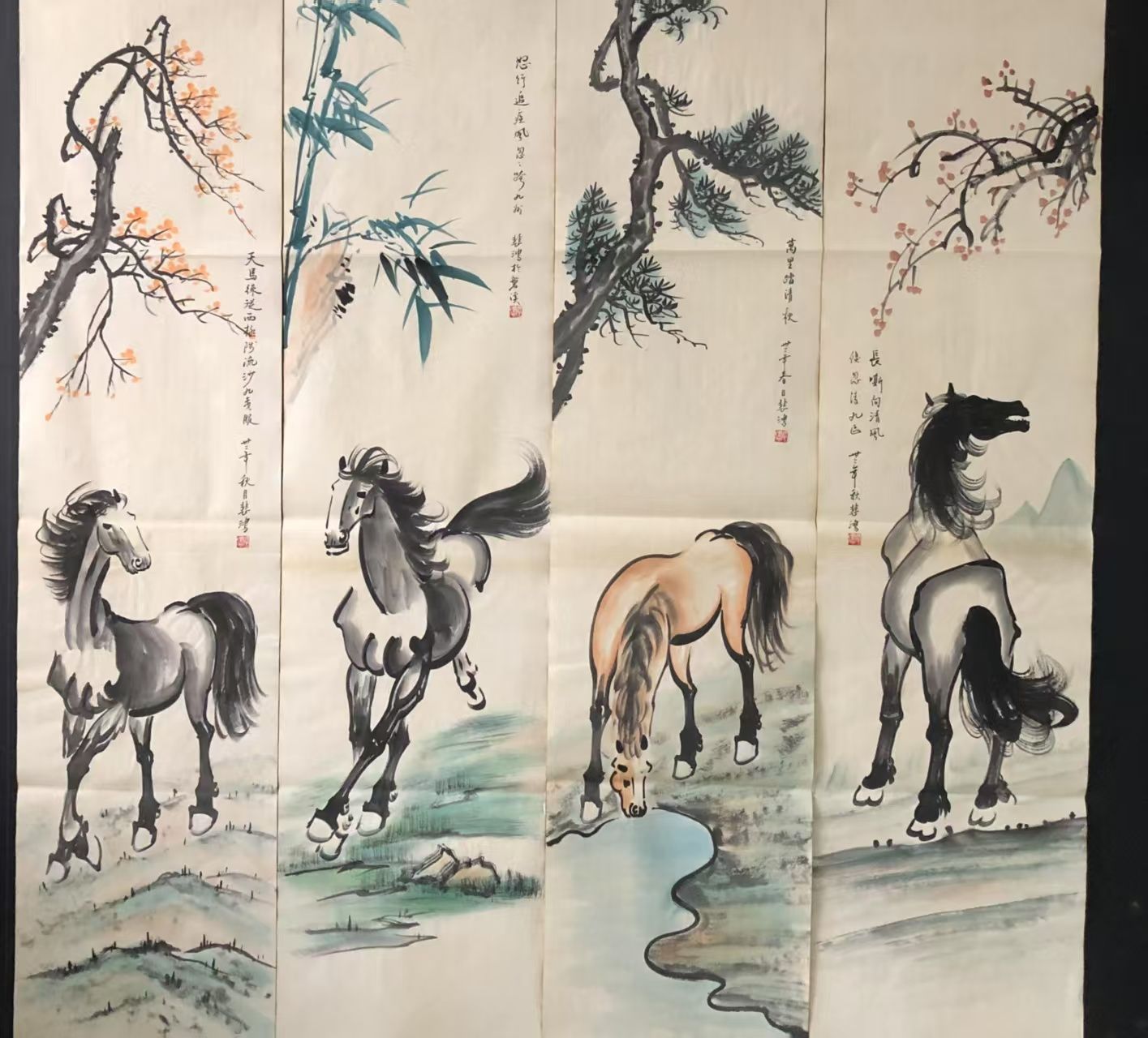 中国書画 絵画 中国名家徐悲鴻氏【十駿馬冊】中国骨董品 古美術