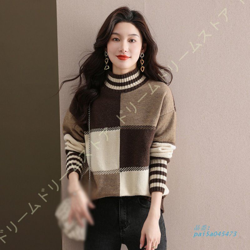 リブニット セーター レディース 秋冬 大人 魅力 華奢見え ニット 小顔 カットソー 着回し力 着痩せ 縦リブ ニットソー 重ね着に便利 ハイネック トップス pai5a045473