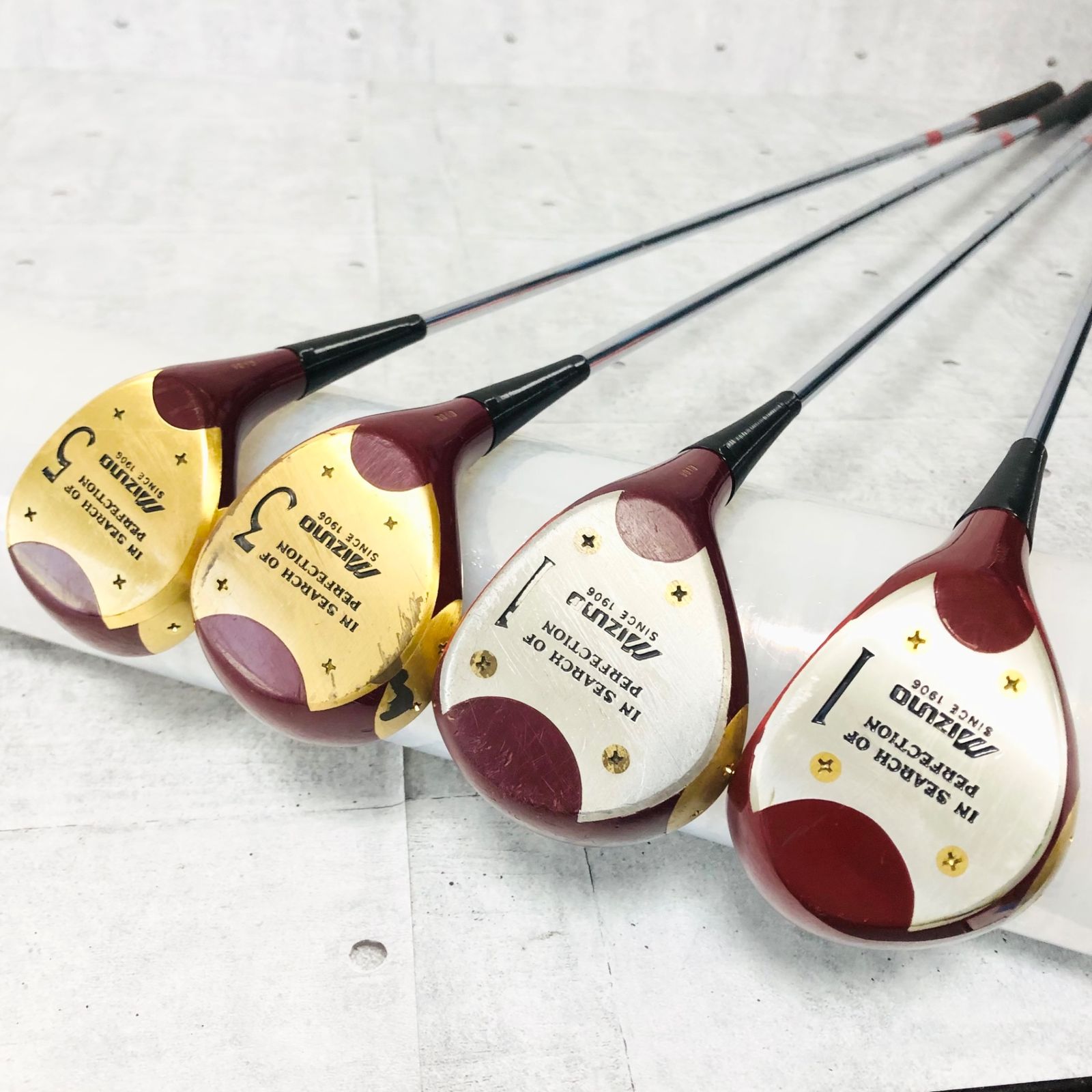 初売りセール Champion パーシモンウッド ミズノ MIZUNO Flag 4本 5W 3W 1W クラブ