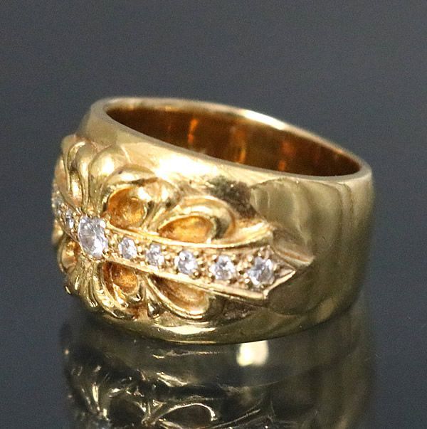 銀座店 クロムハーツ 22Kオールドフローラルクロスリング 約16