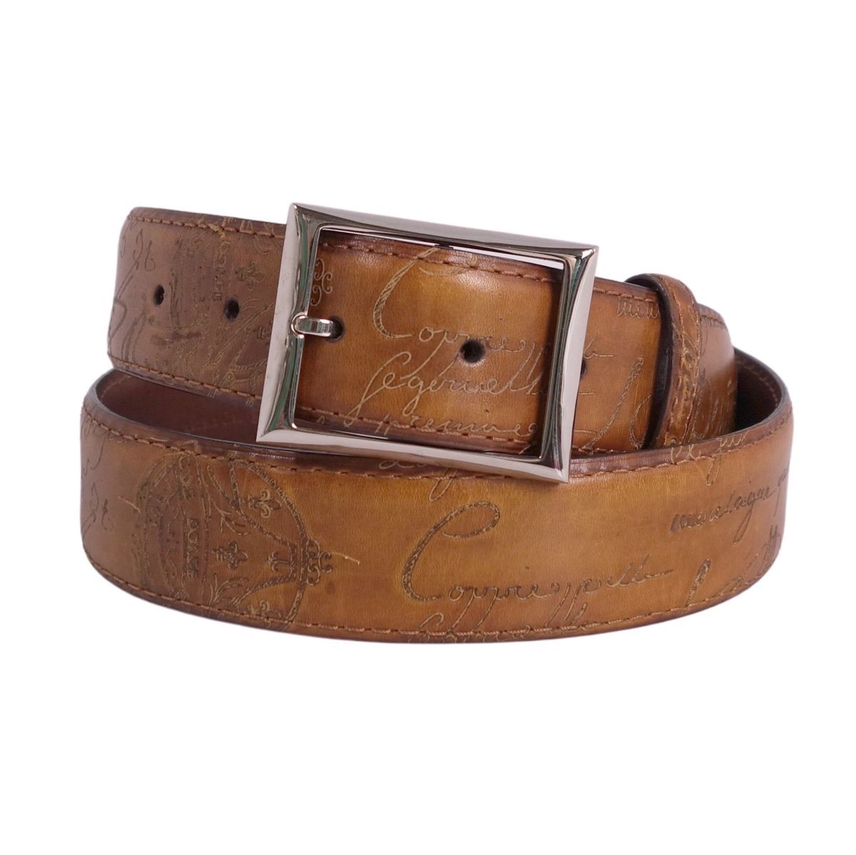 BERLUTI ベルルッティ カリグラフィ レザー ベルト Berluti ベルルッティ リバーシブル ベルト グレー カリグラフィ