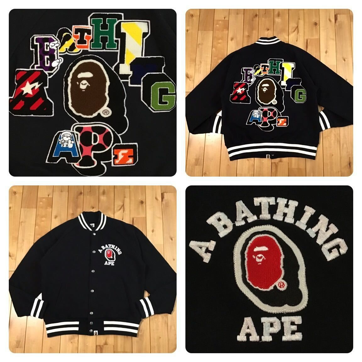 BAPE LOGO スウェット スタジャン Mサイズ a bathing ape sweat varsity jacket エイプ ベイプ アベイシング エイプ vintage NIGO - メルカリ