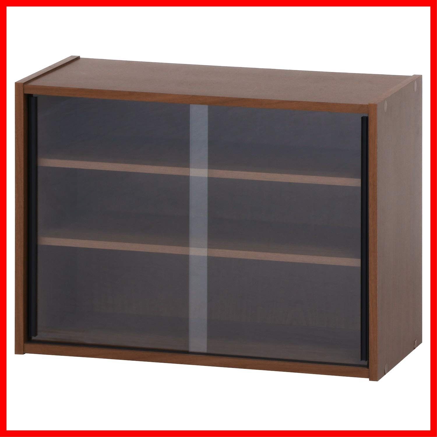 組立品 可動棚 ガラス扉 99435 ミディアムブラウン 幅60×奥行29×高さ