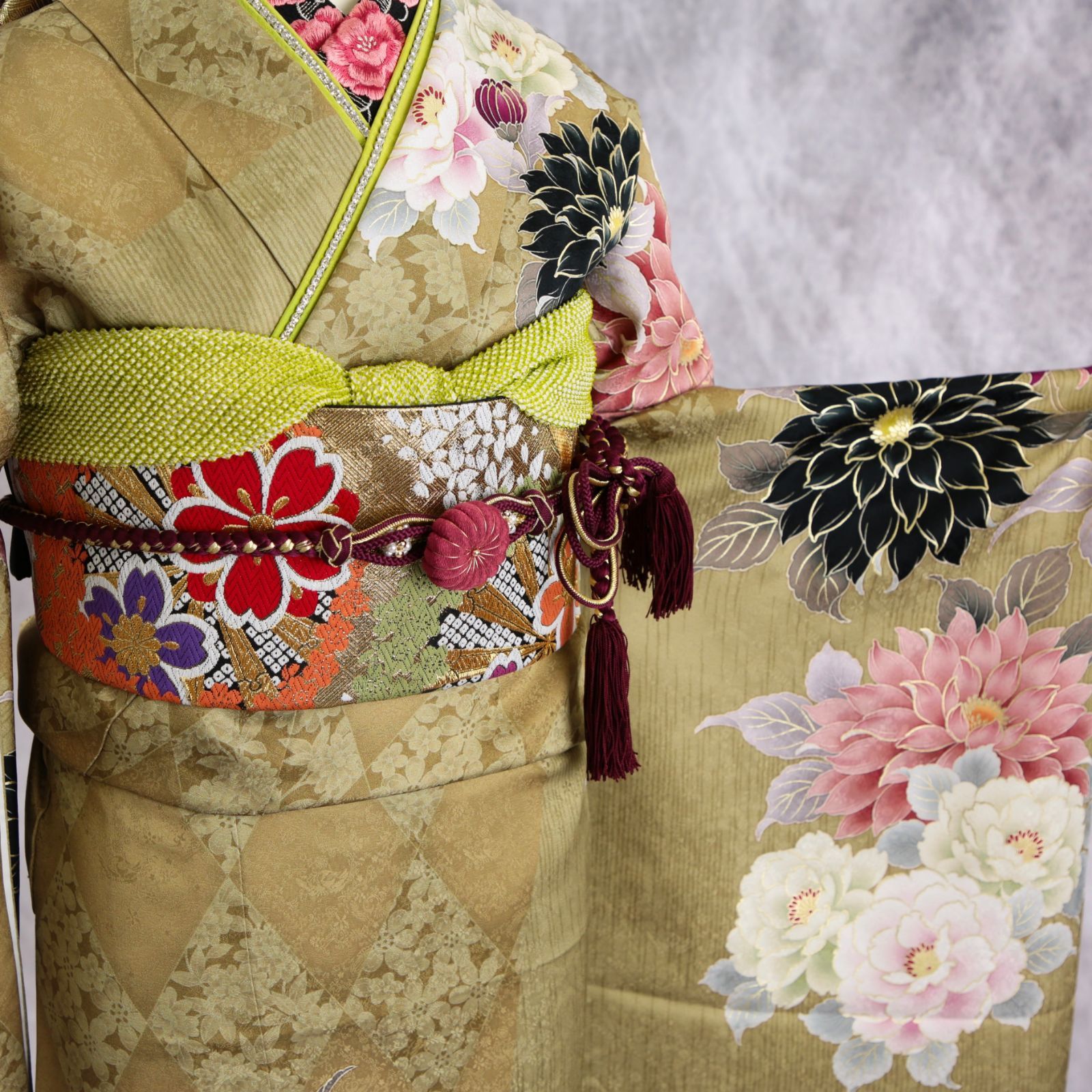 振袖　セット　美品 今田美桜 振袖フルセット 振袖セット 振袖 LL ワイドサイズ 赤