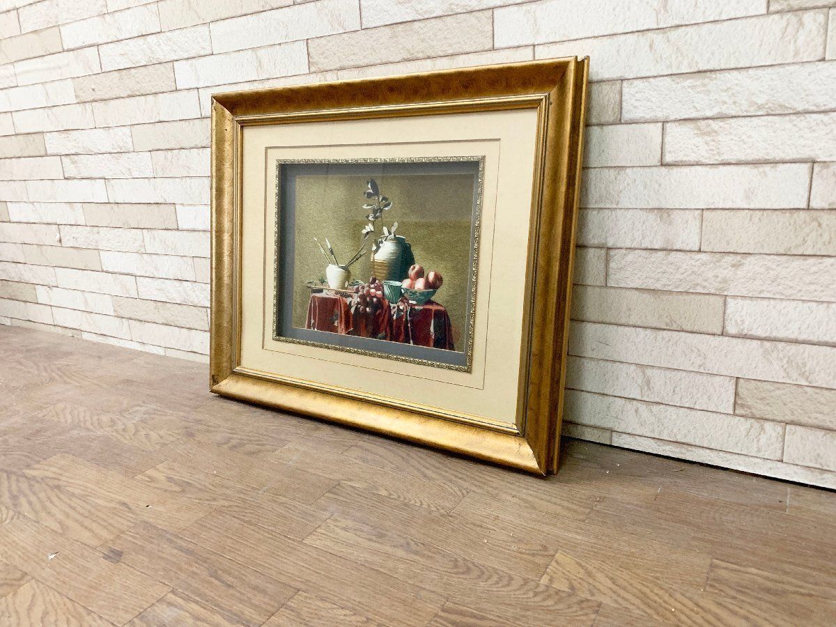シルク刺繍絵 額付き絵画 美術品 果物 静物画 アート 絹糸 印有 果物 壁掛けインテリア 額装 壁飾り 63×52cm 他1215