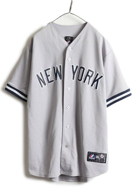 MLB オフィシャル Majestic ヤンキース ベースボール シャツ L 灰 MLB オフィシャル Majestic ヤンキース ベースボール シャツ L