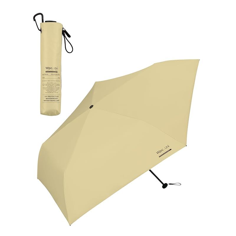 Wpc. IZA 男の晴雨兼用傘 軽量 スリム LIGHT＆SLIM ベージュ 遮光率 UVカット率 UPF50＋ 遮熱 日傘 メンズ イーザ 男性 折りたたみ傘 190g 軽い おしゃれ 無地 レディース ZA007-911-102