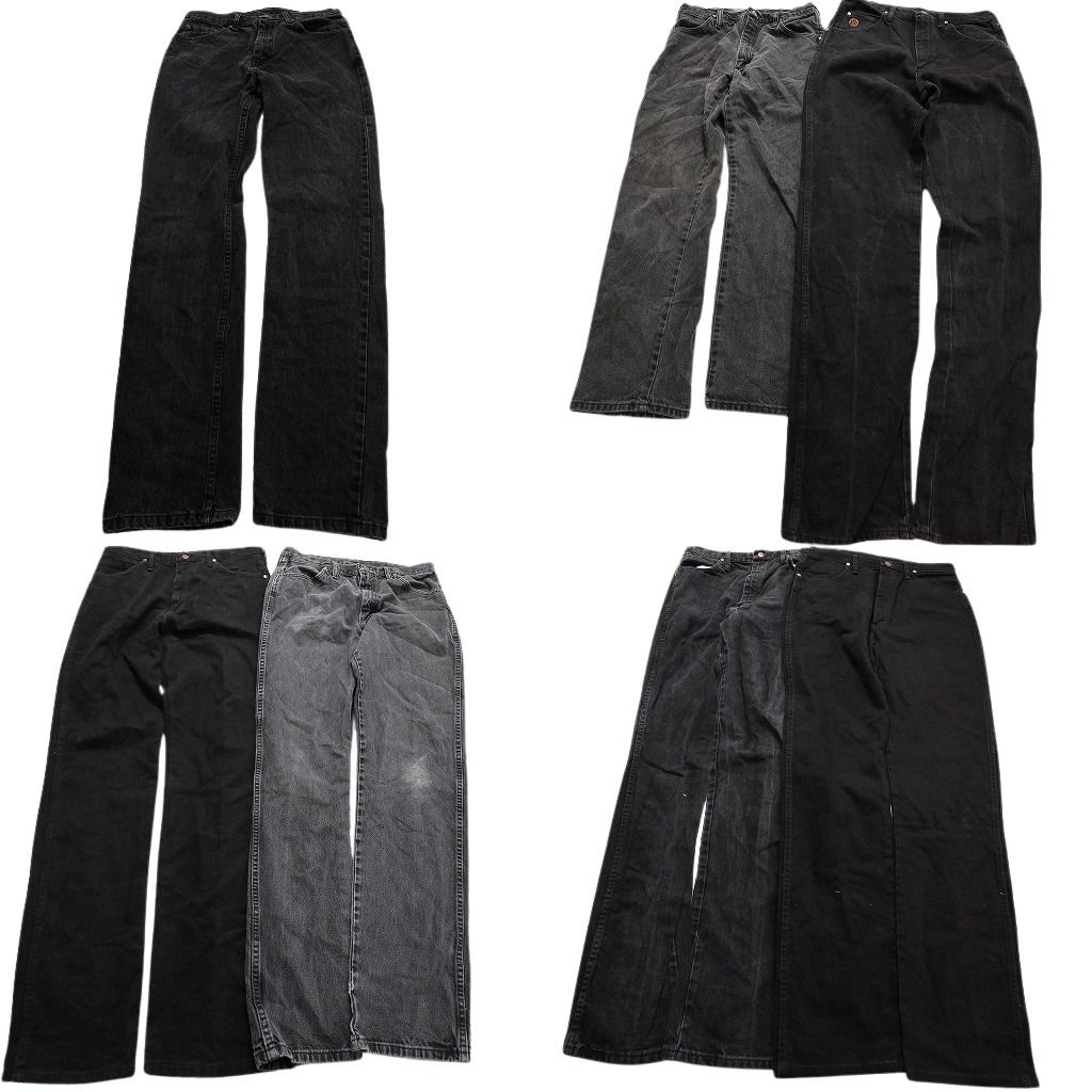 古着卸 Wrangler ラングラー ブラックデニム パンツ 7枚セット メンズ 33 |32 フェード アメカジ 革パッチ 古着 NA3187
