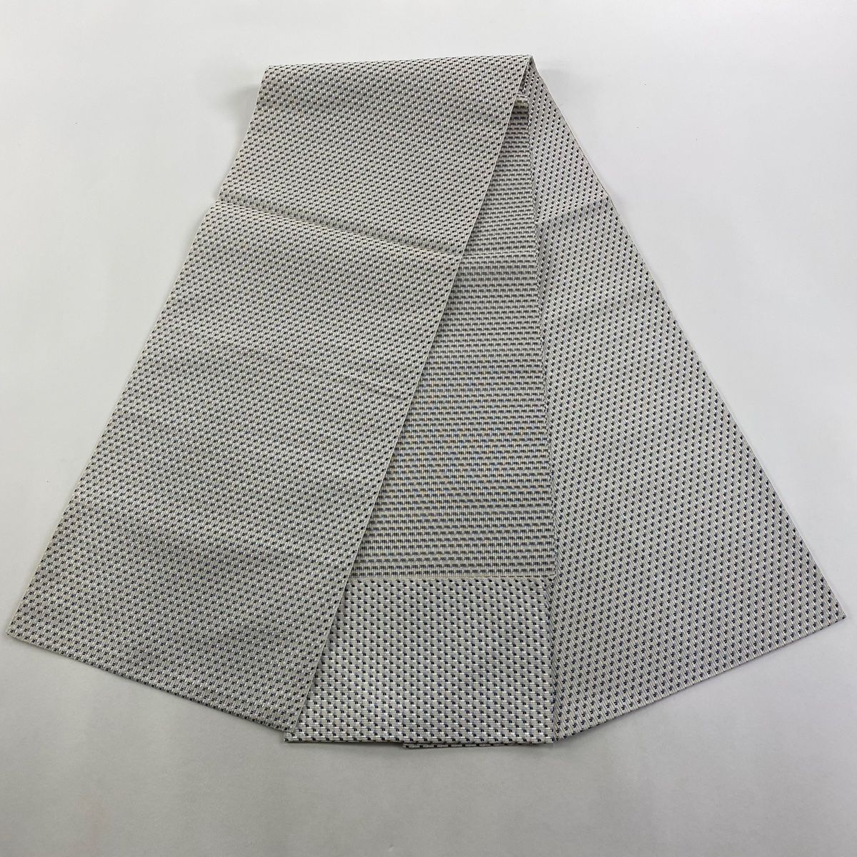 ちどりや】未使用品 正絹 紬地 八寸名古屋帯 松葉仕立 よこ縞風