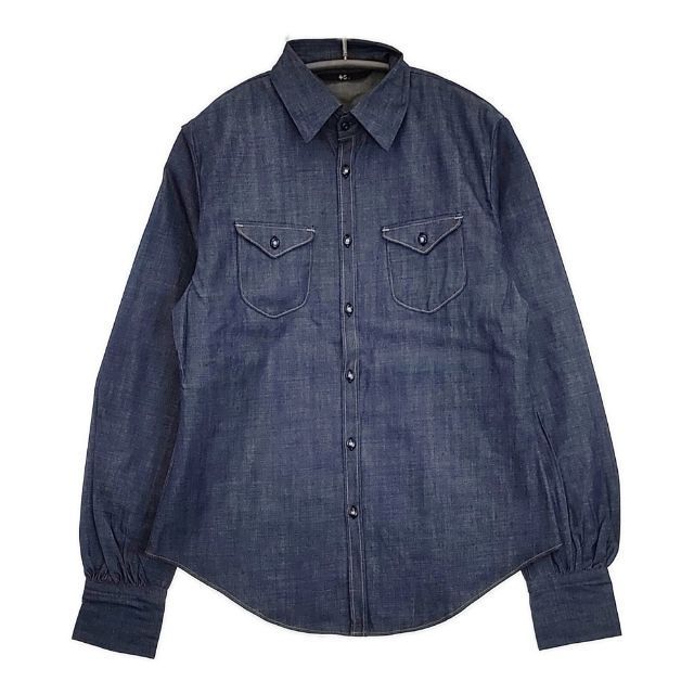 45rpm ダークデニム 長袖シャツ チャイナ型 45rpm 総柄 長袖 シャツ