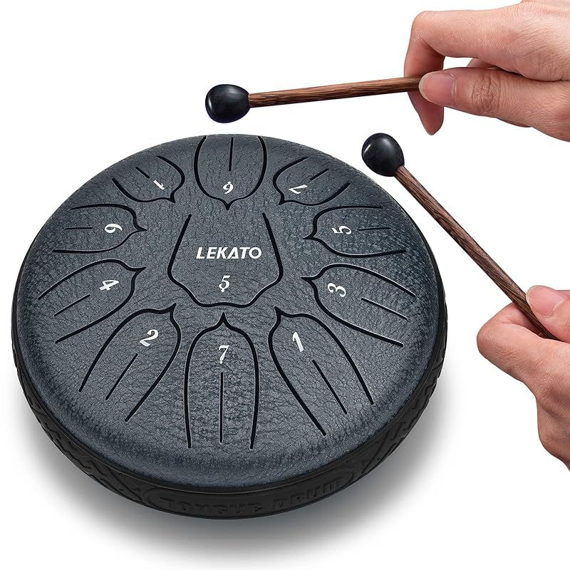 スリットドラム スチールタングドラム LEKATO 金属ドラム 11音 6インチ 打楽器 マレット 収納バッグ付き 瞑想 ヨガ 禅 ネイビーブルー