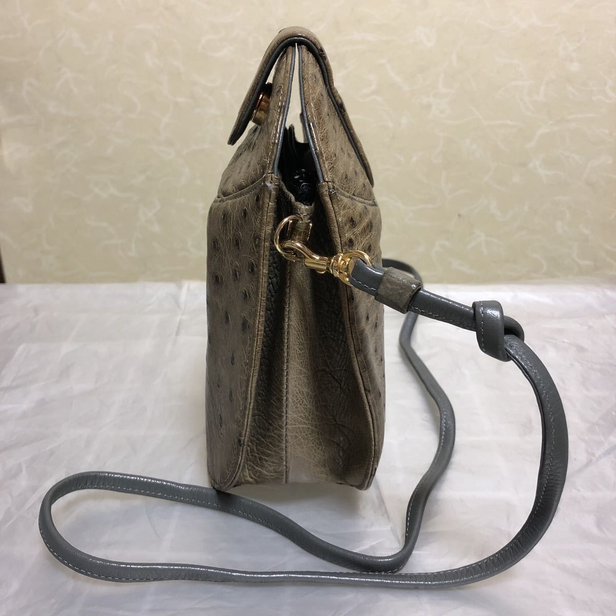 JRA/ショルダーバッグ/本革オーストリッチ/正規品/ベージュブラウン
