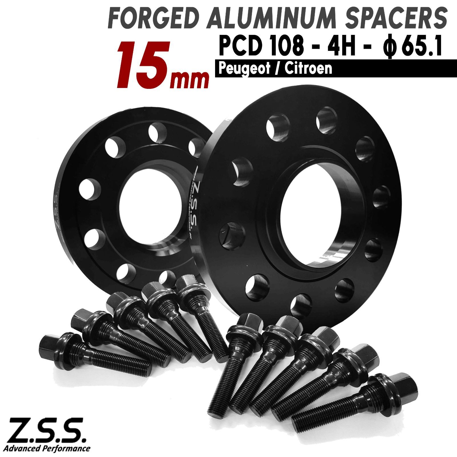 Z.S.S. AP 純正ホイール用 ボルト付き シトロエン Citroen Saxo 1996~2004 E-S0系 スペーサー 15mm PCD108 4穴 ハブ径65.1φ
