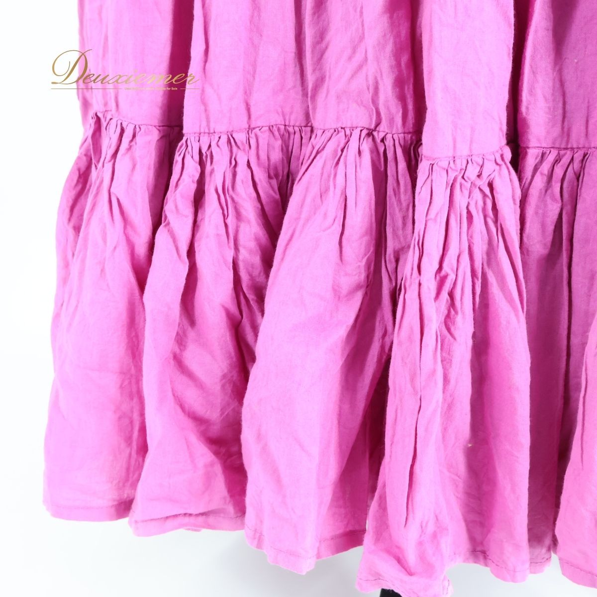 【ベリーダンス用衣装】オレンジピンク BANU ROSA ジプシースカート ロング 25ヤード 花柄 レース ボリューム フリル 光沢 裾 ジプシースカート | ダンス 衣装 deuxiemer