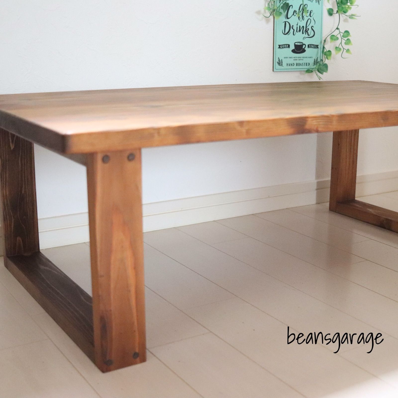 天然木 無垢ローテーブル 90×45cm 蜜蝋ワックス仕上げ コーヒーテーブル リビングテーブル カフェテーブル キッズテーブル