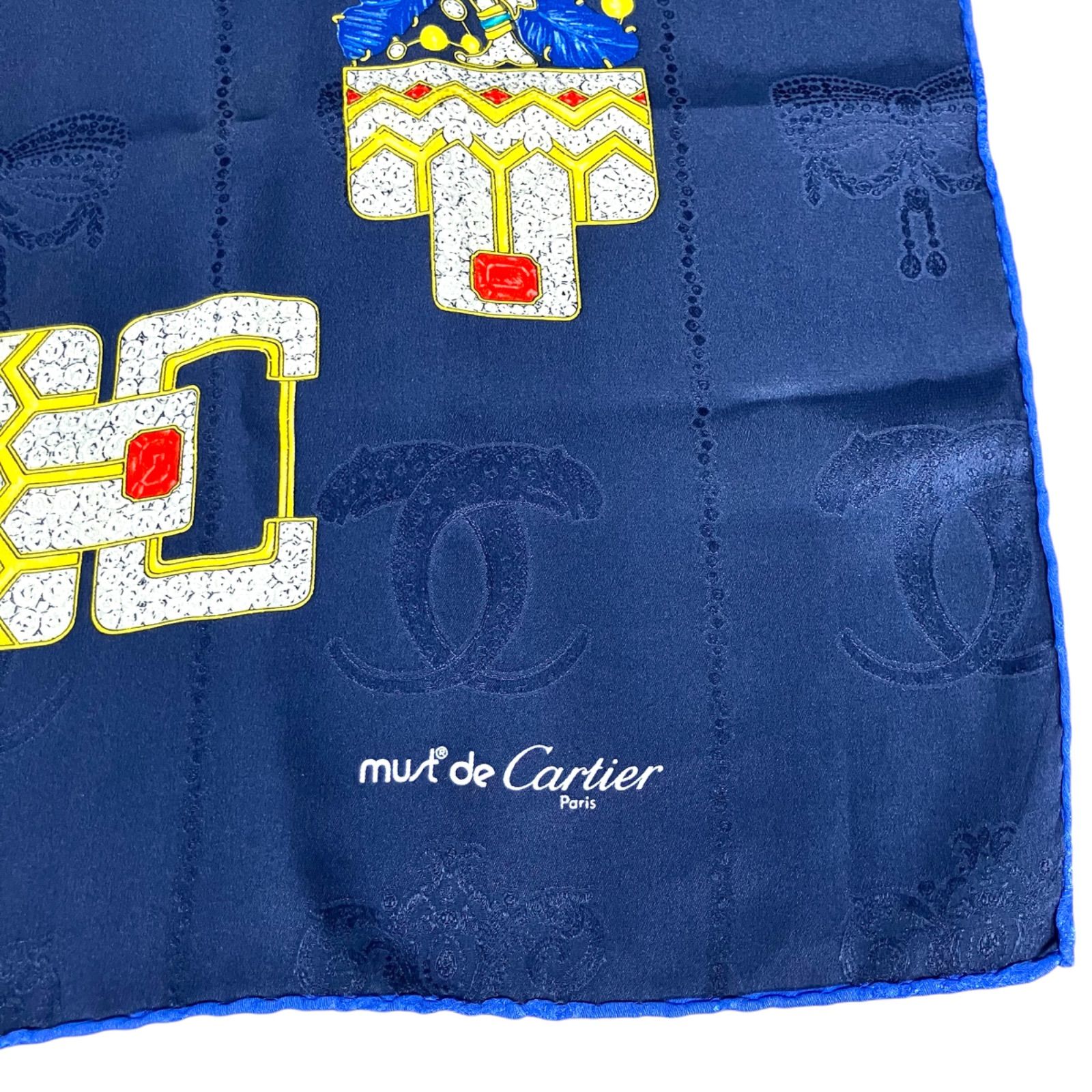 ‼️カルティエ‼️ Cartier スカーフ 宝石柄　大判　シルク100% 鑑定済み】正規品 カルティエ Cartier スカーフ 大判 宝石