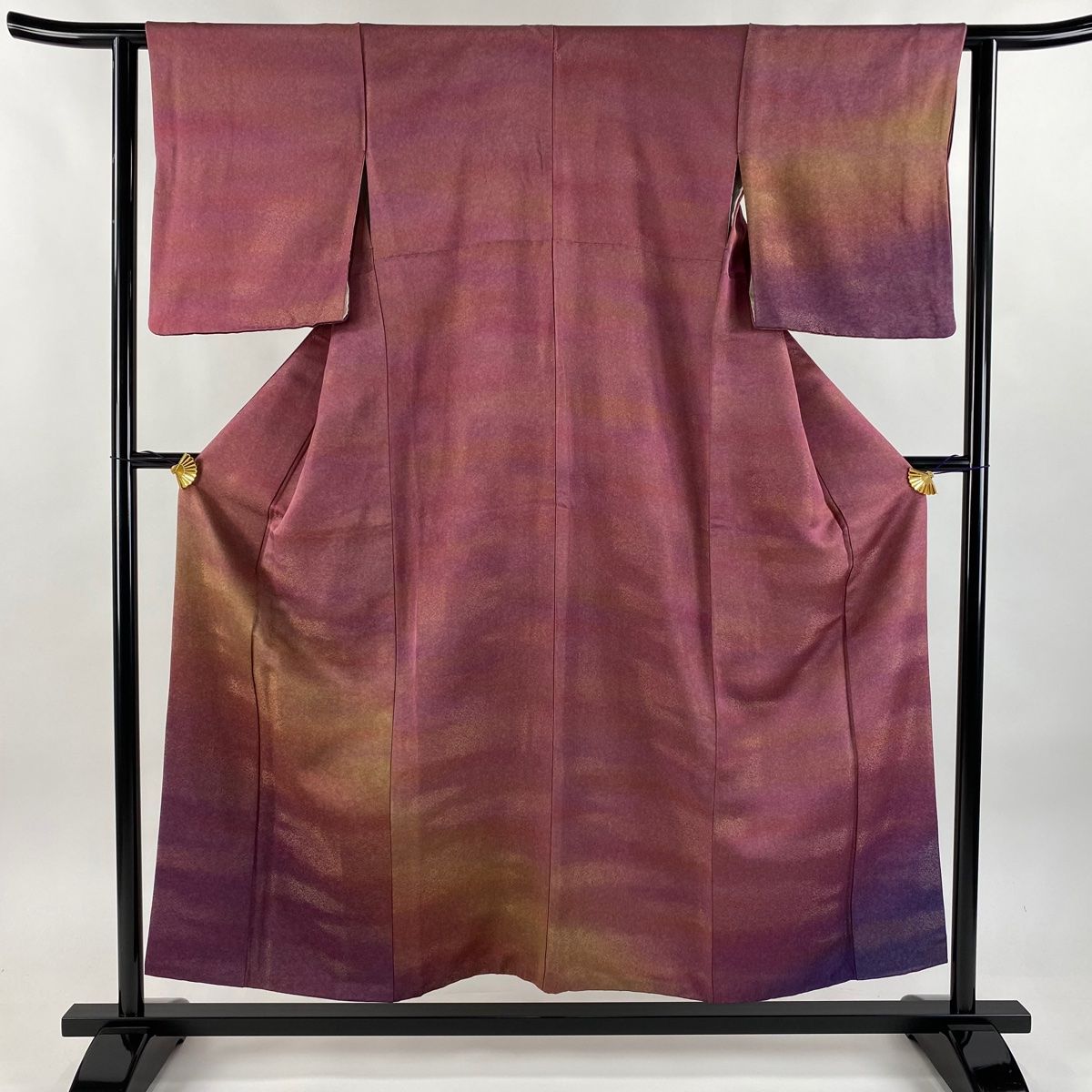 付下げ 身丈153cm 裄丈61.5cm S 袷 霞 ぼかし 金通し 赤紫 正絹 秀品
