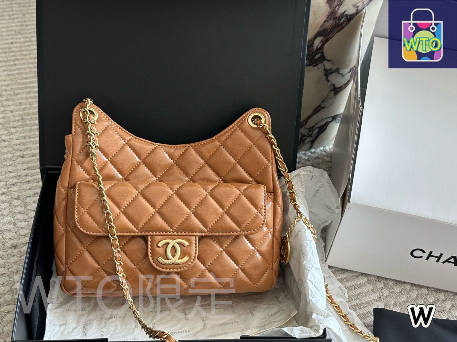 高級感を漂う☆【CHANEL】ショッピングバッグ ショッピング バッグ、カーフスキン、ブラック — ファッション