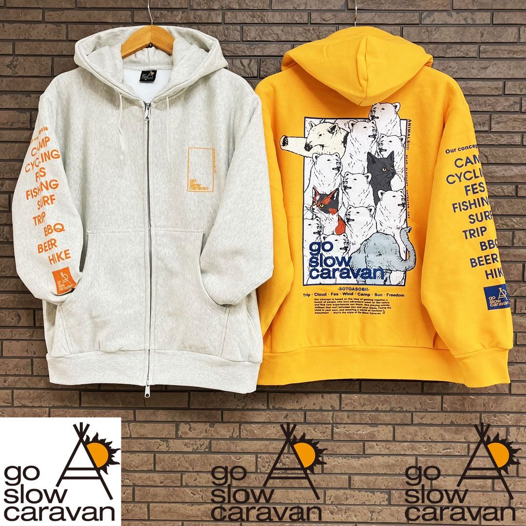お待たせ! ヘビー caravan slow go スウェット アニマル ワッフル 裏 x トップス