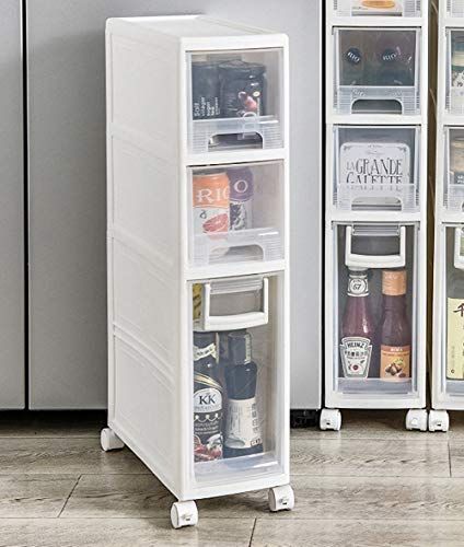 幅16CM_3段 PFLife 隙間収納 16cm 完成品 隙間収納 引き出し スリムチェスト 収納ボックス 引き出し 洗面所 収納 脱衣所 収納 キッチンチェスト 3段 キャスター付き 幅16×奥行36×高さ66.5 (3段)