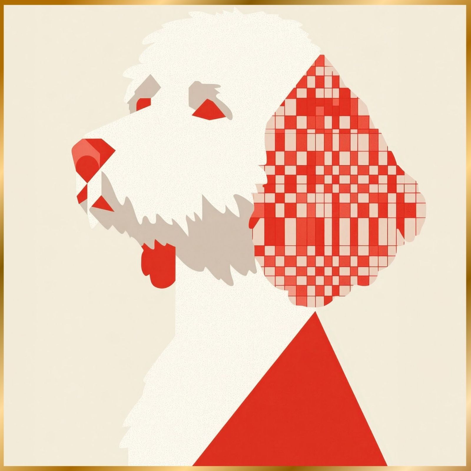 Red Passion - ゴールデンドゥードル犬 No.1 ミニマリスト ミニマリズム シンプル インテリアアート ペットロス うちの子 記念日 アートポスター 犬の絵 犬のイラスト ギフト プレゼント