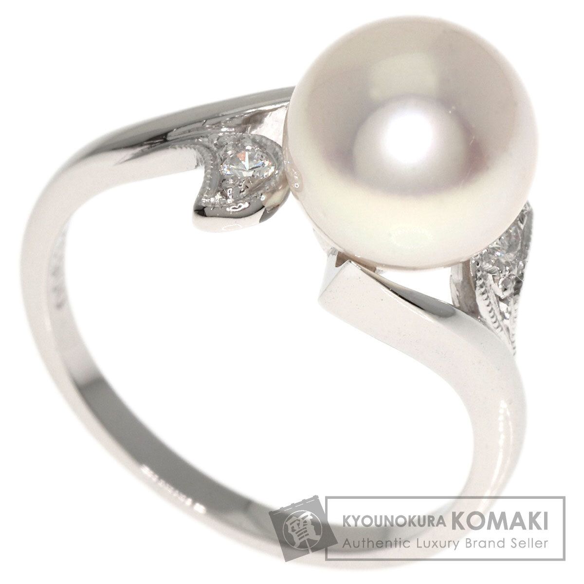 MIKIMOTO ミキモト リーフ アコヤパール 真珠 ダイヤモンド リング 指輪 PT900 レディース