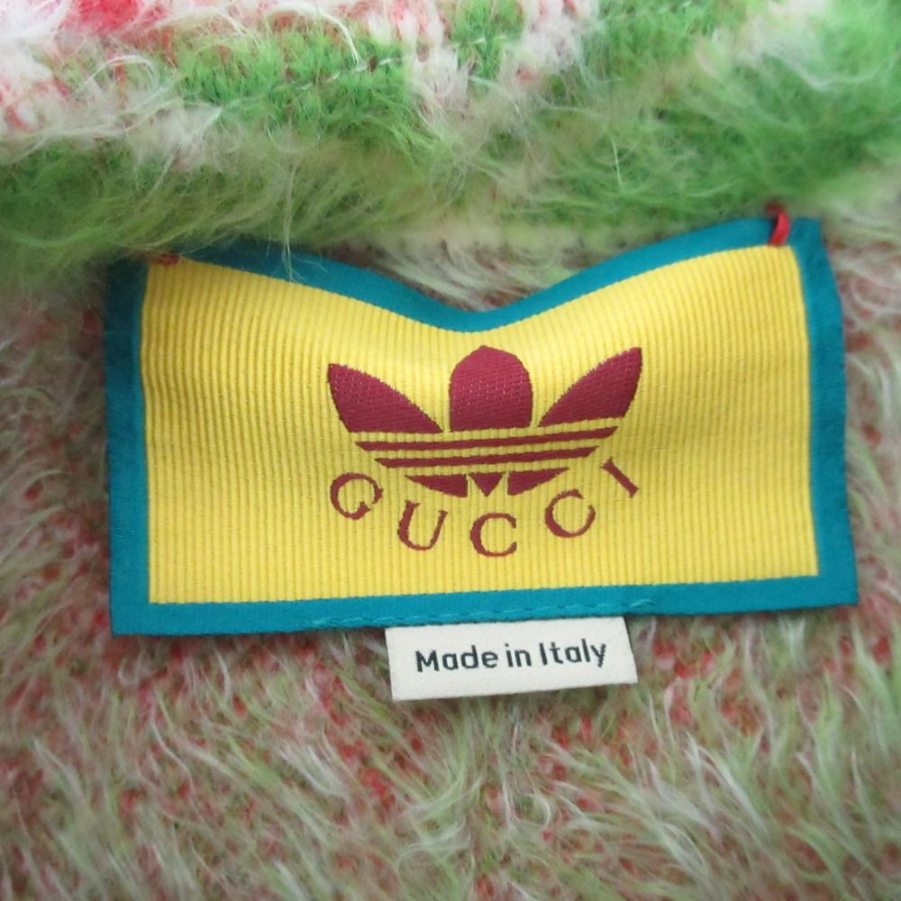 未使用品☆GUCCI×adidas  グッチ×アディダス 717694 トレフォイル ベルト付 コート カーディガン グリーン系 S 伊製 正規品 レディース GUCCI×adidas GGトレフォイルカーディガン717694 717694