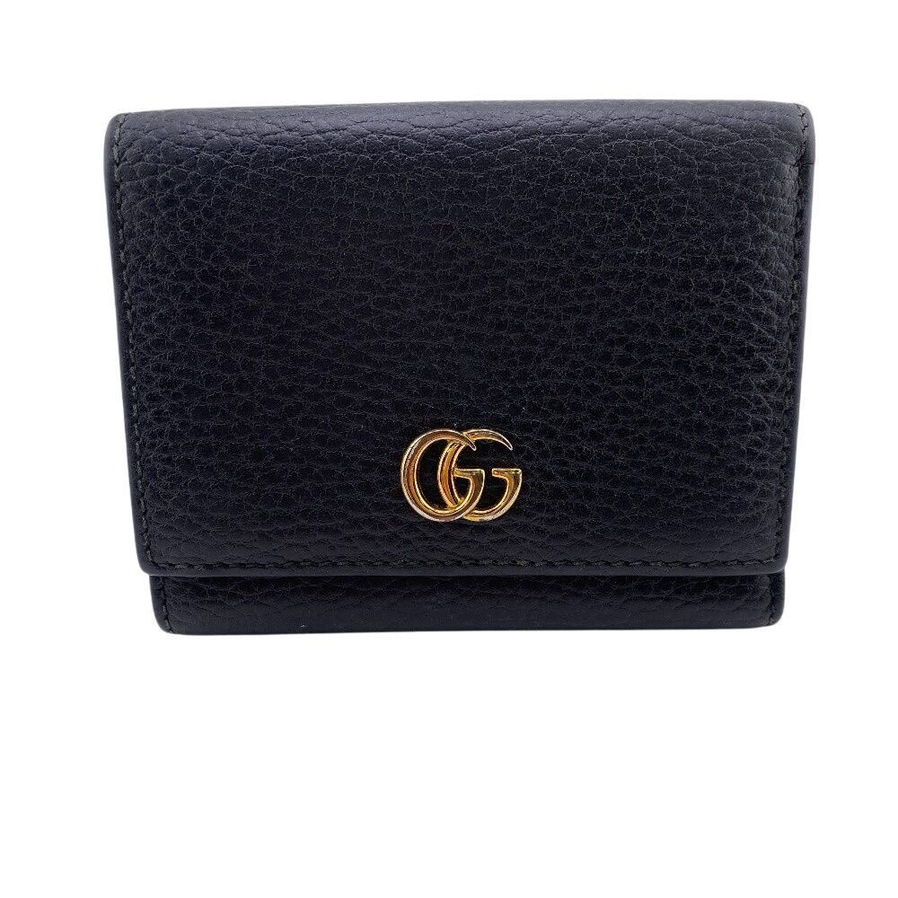 ５％OFF フォロワークーポン GUCCI グッチ 474746 GGマーモント 三つ折り財布 財布 ウォレット ブランド 小銭入れ 札 カード かわいい ブラック ユニセックス おすすめ 人気