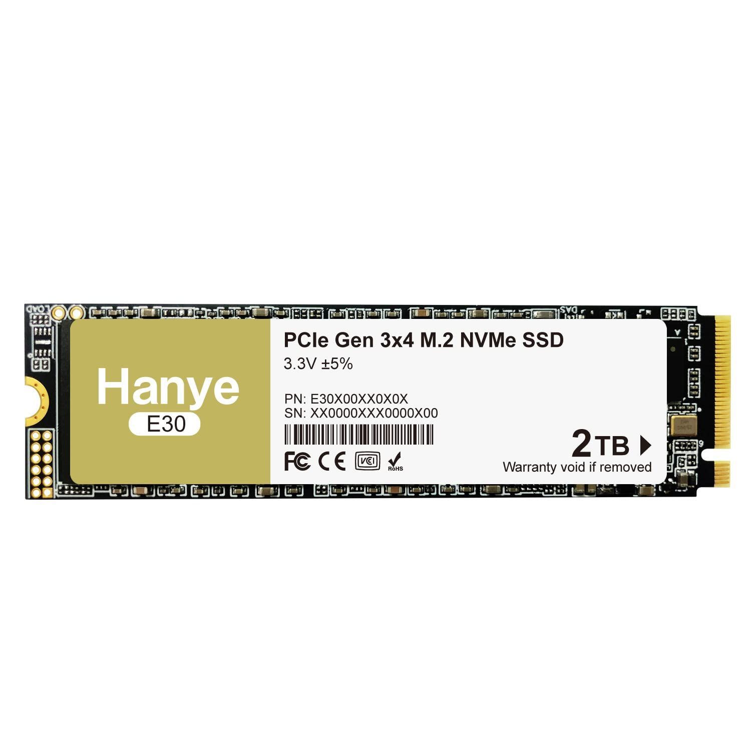 新品 内蔵型SSD PCIe Gen3x4 2TB NVMe M.2 2280 Hanye 3400MB/s E30